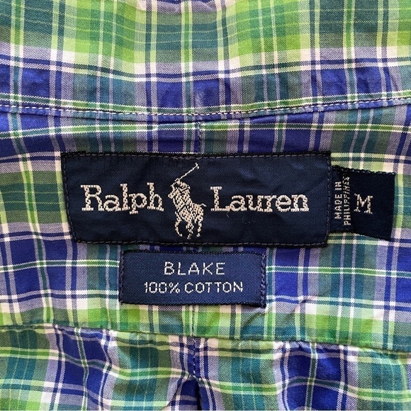 RALPH LAUREN Blake Checkered Plaid Button Down Shirt Men M Medium - Picture 5 of 5